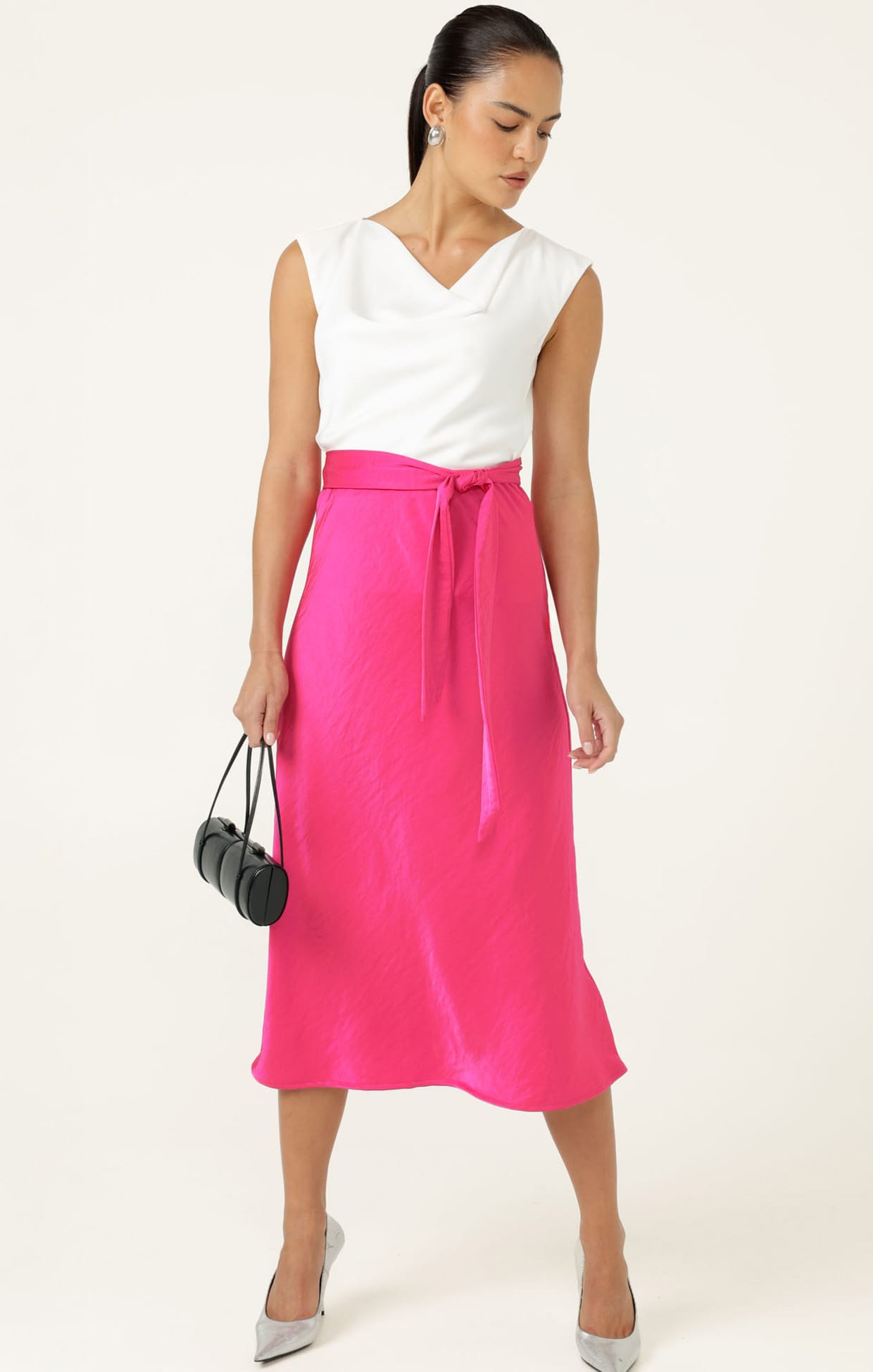 Skirts Multi Occasion LUXE BIAS MIDI SKIRT IN PINK