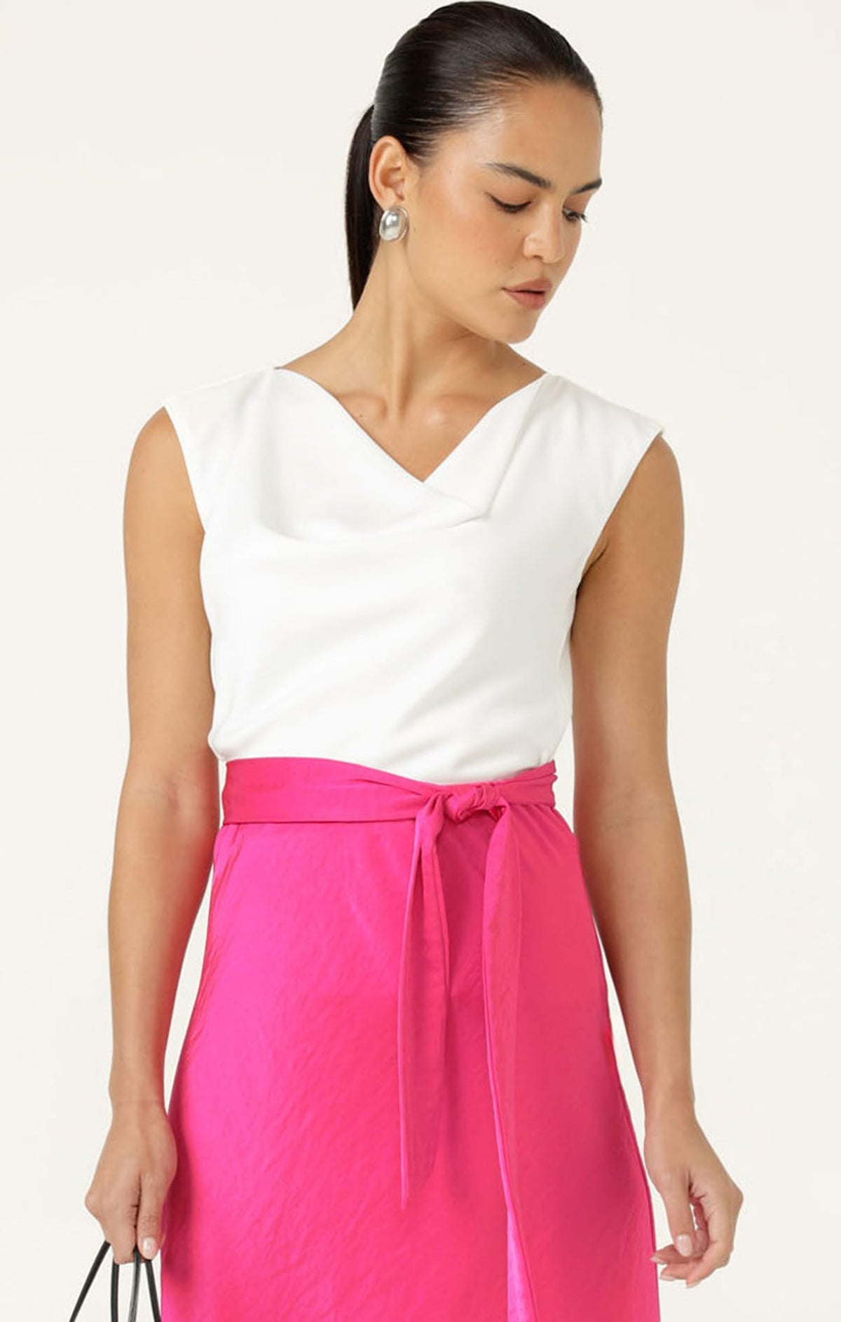 Tops Multi Occasion COWL BIAS TOP IN WHITE