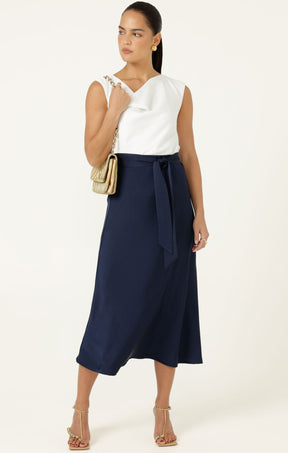 Skirts LUXE BIAS MIDI SKIRT IN NAVY