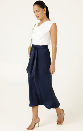 Skirts LUXE BIAS MIDI SKIRT IN NAVY