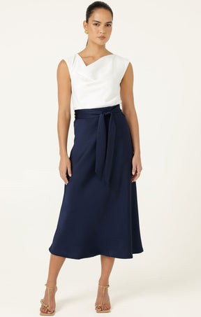 Skirts LUXE BIAS MIDI SKIRT IN NAVY