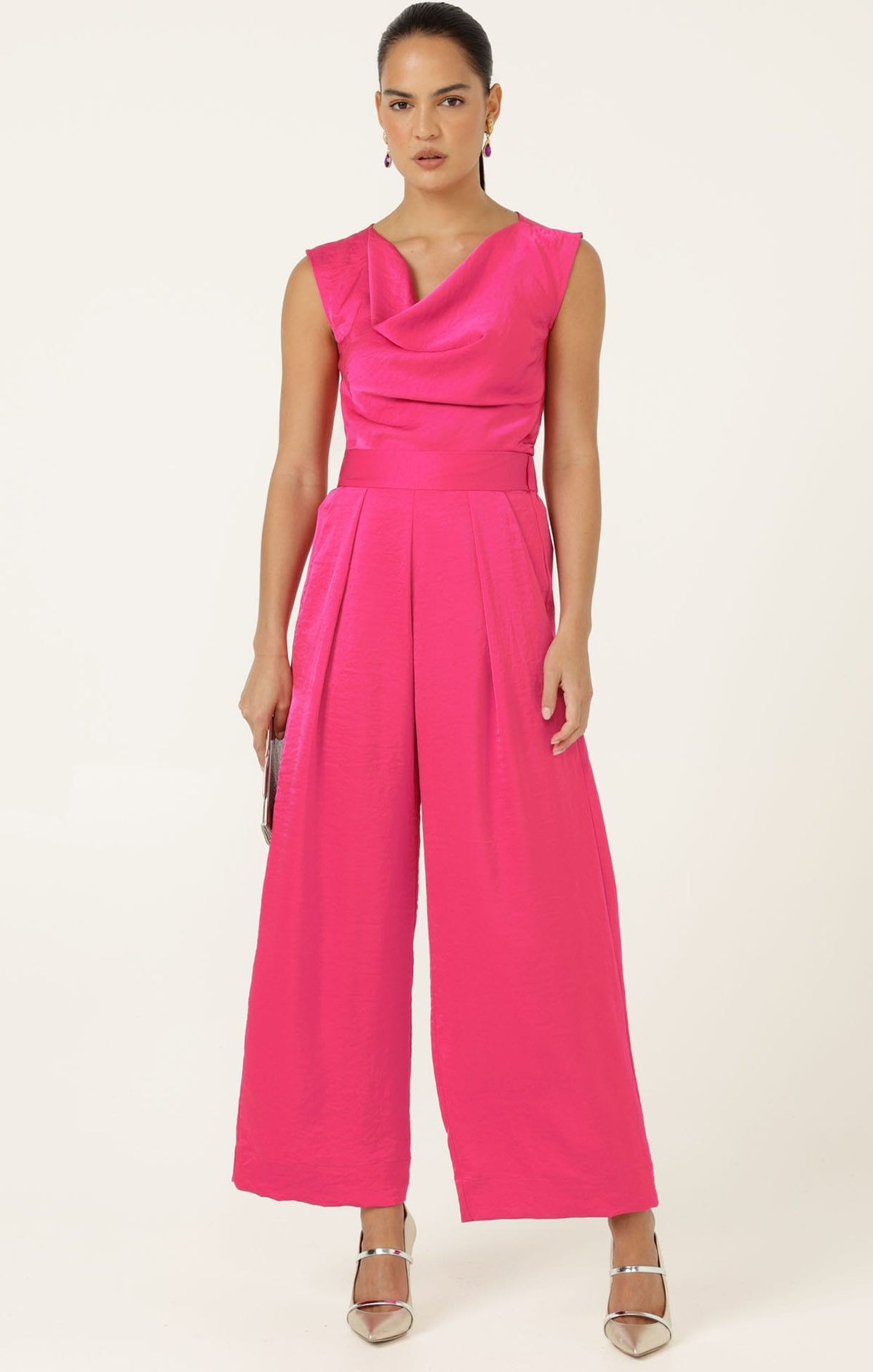 Tops Multi Occasion LUXE COWL BIAS TOP IN PINK