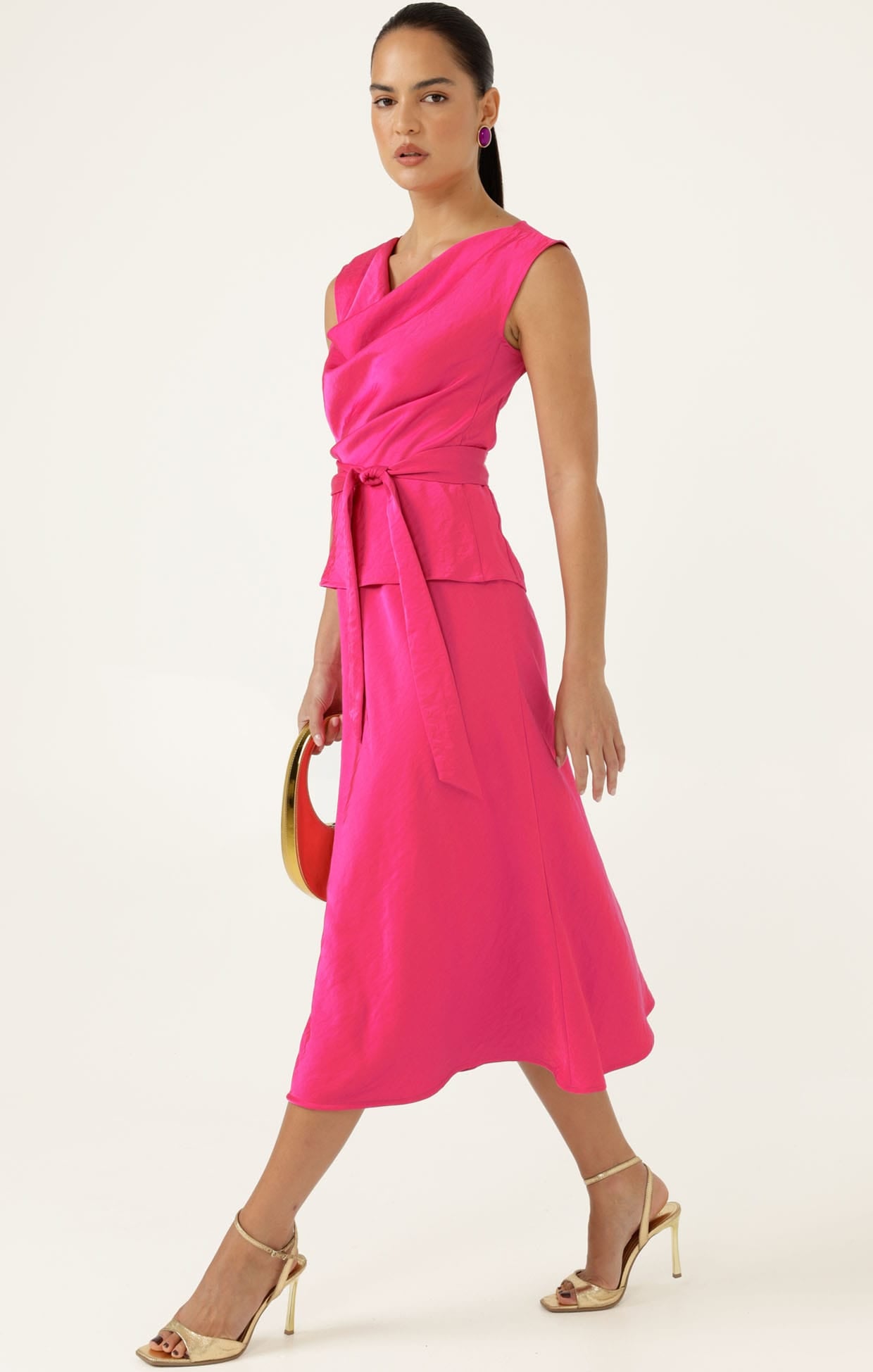 Skirts Multi Occasion LUXE BIAS MIDI SKIRT IN PINK