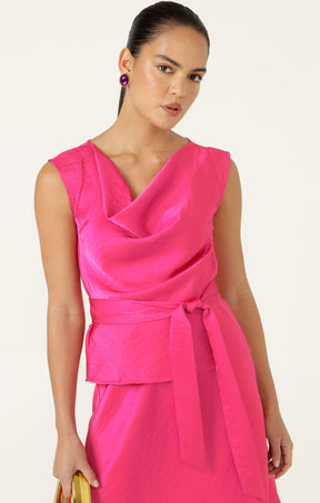 Tops Multi Occasion LUXE COWL BIAS TOP IN PINK