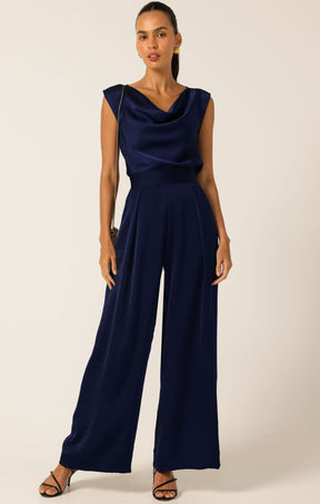 Tops Multi Occasion LUXE COWL BIAS TOP IN NAVY