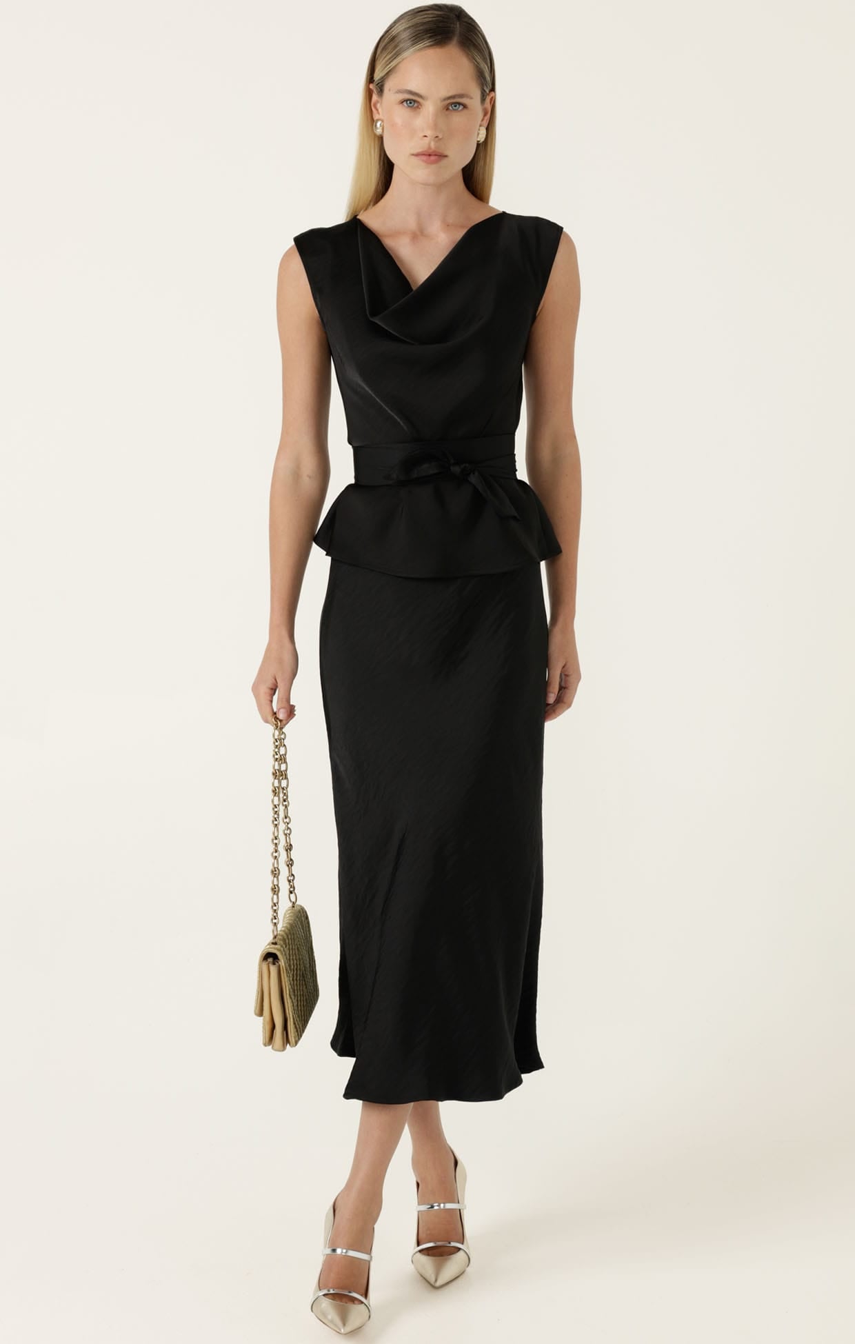 Tops Multi Occasion LUXE COWL BIAS TOP IN BLACK