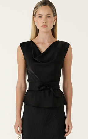 Tops Multi Occasion LUXE COWL BIAS TOP IN BLACK