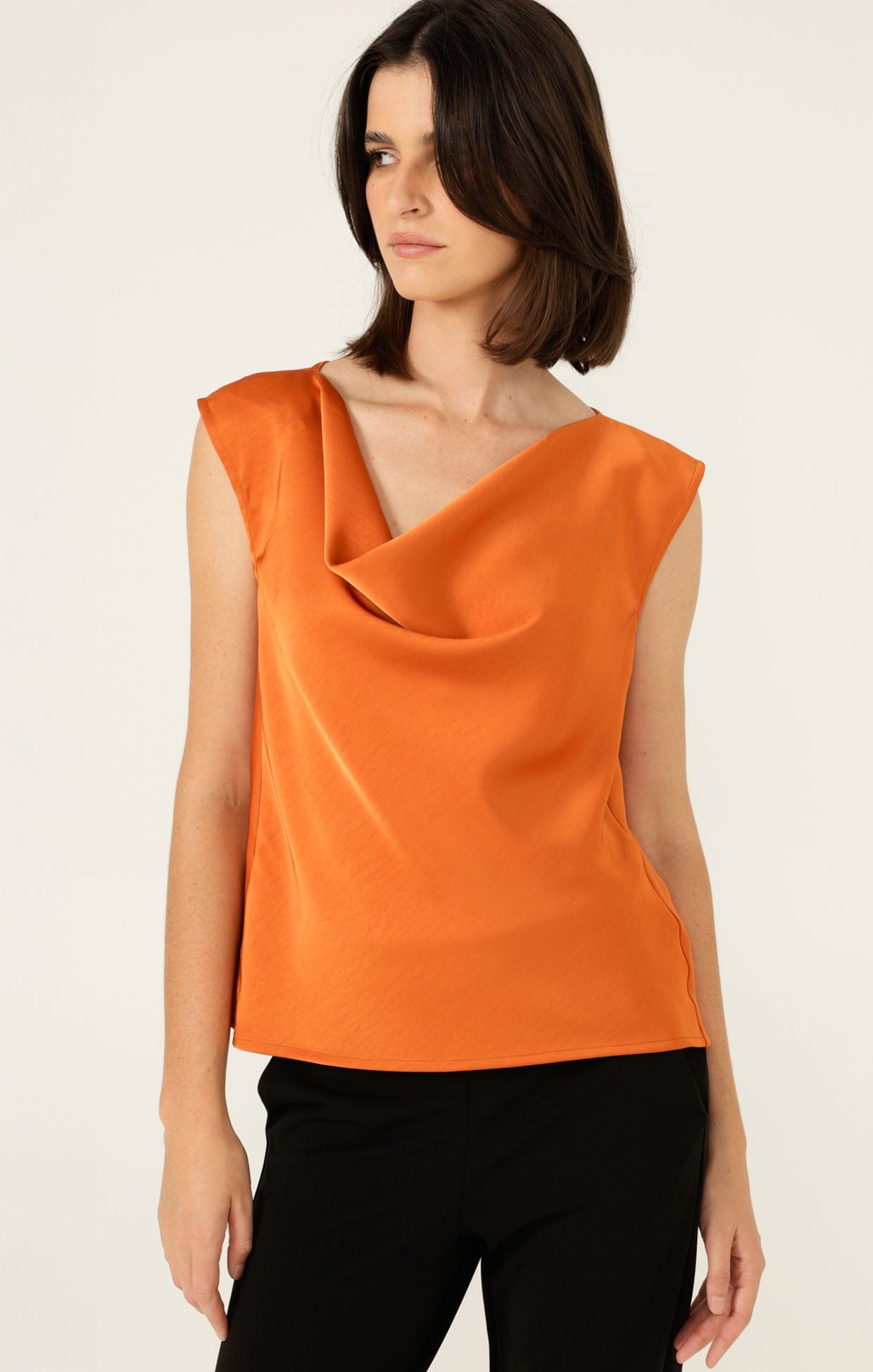 Tops Multi Occasion LUXE COWL BIAS TOP IN COPPER