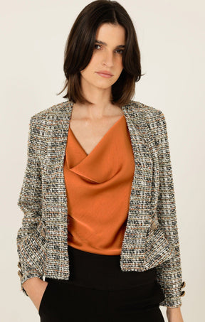 Tops Multi Occasion LUXE COWL BIAS TOP IN COPPER