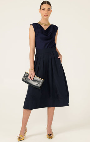 Skirts Multi Occasion PLEATED A-LINE SKIRT IN NAVY