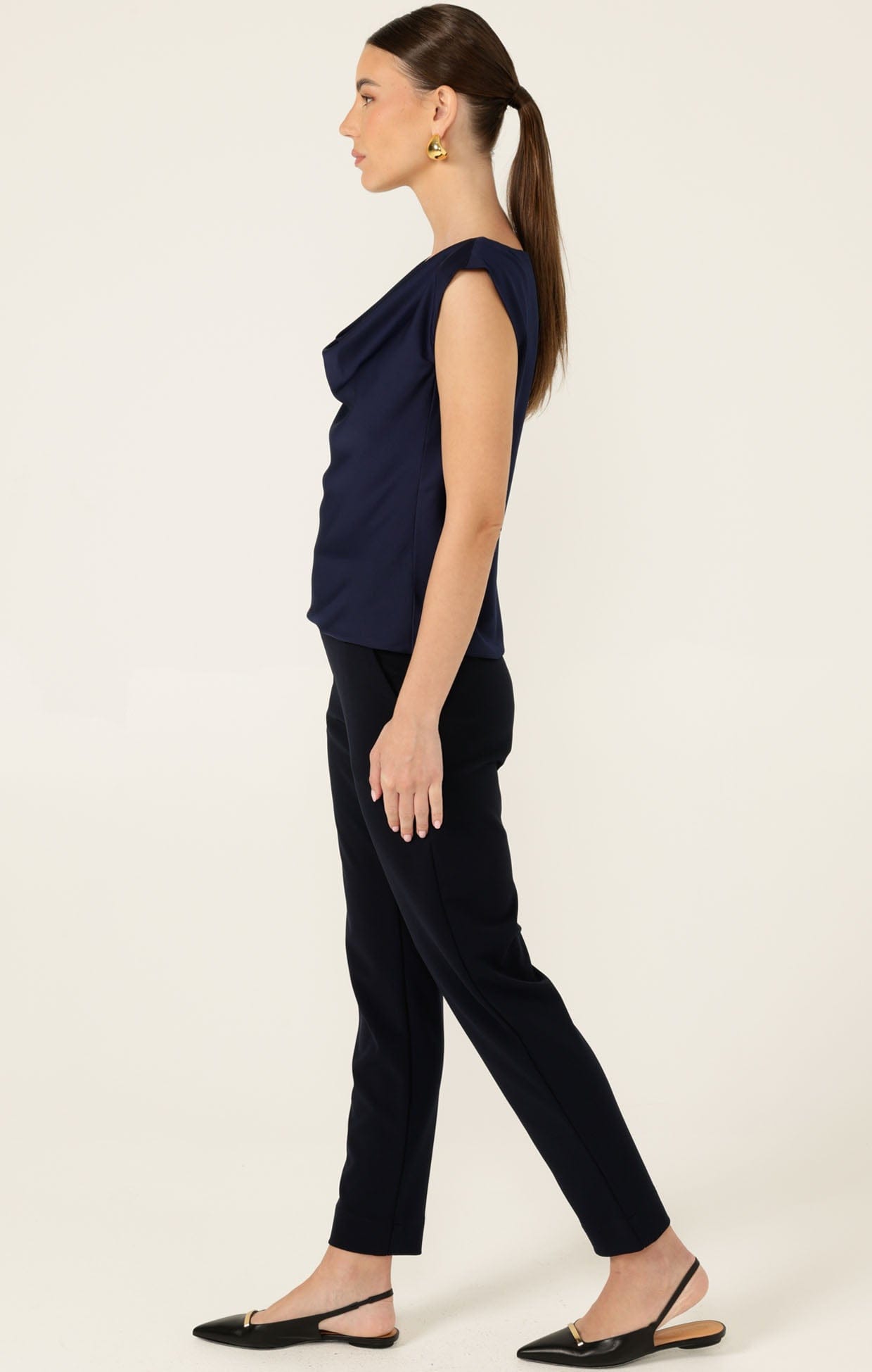 Tops COWL BIAS TOP IN NAVY