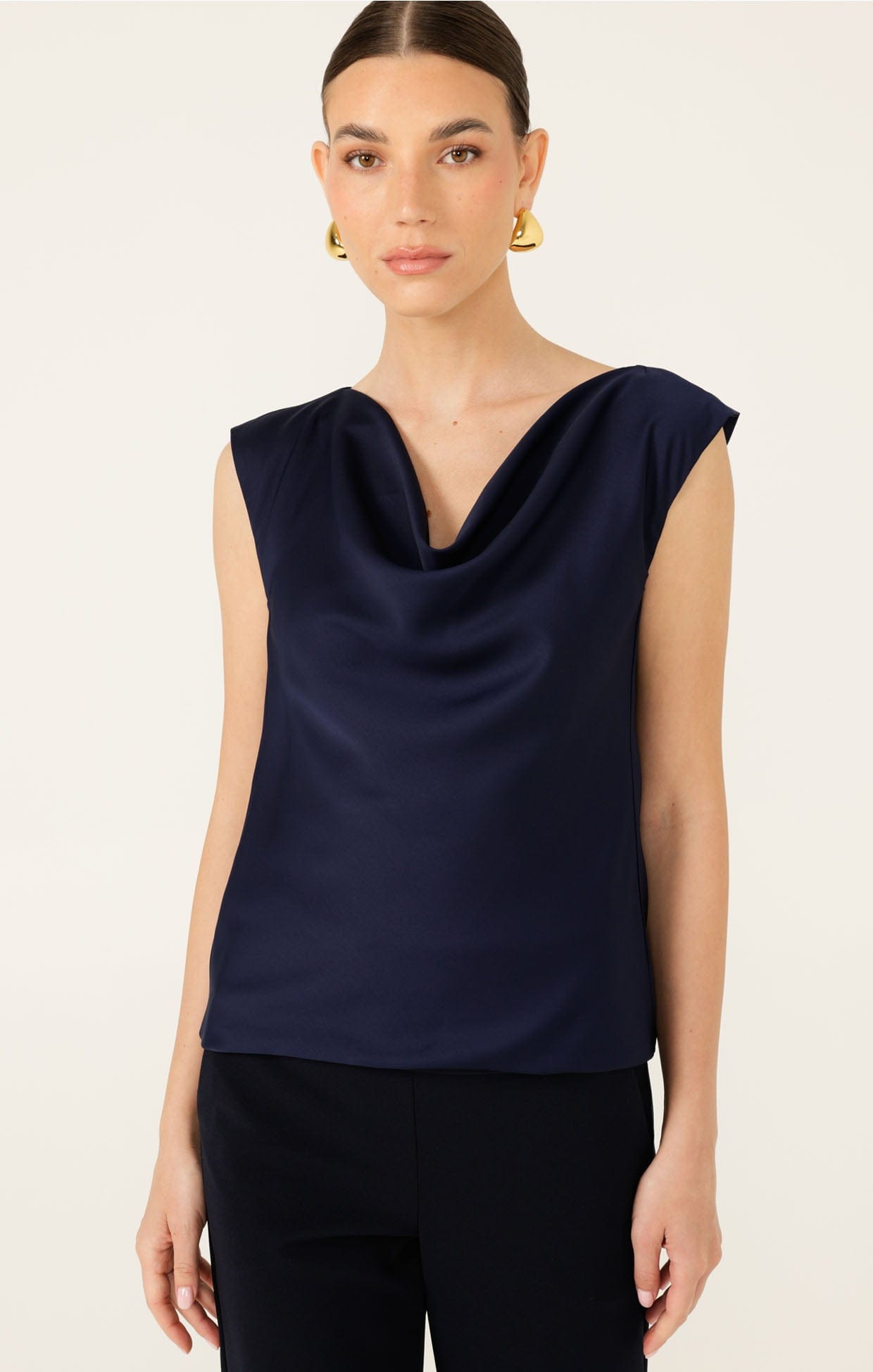 Tops COWL BIAS TOP IN NAVY