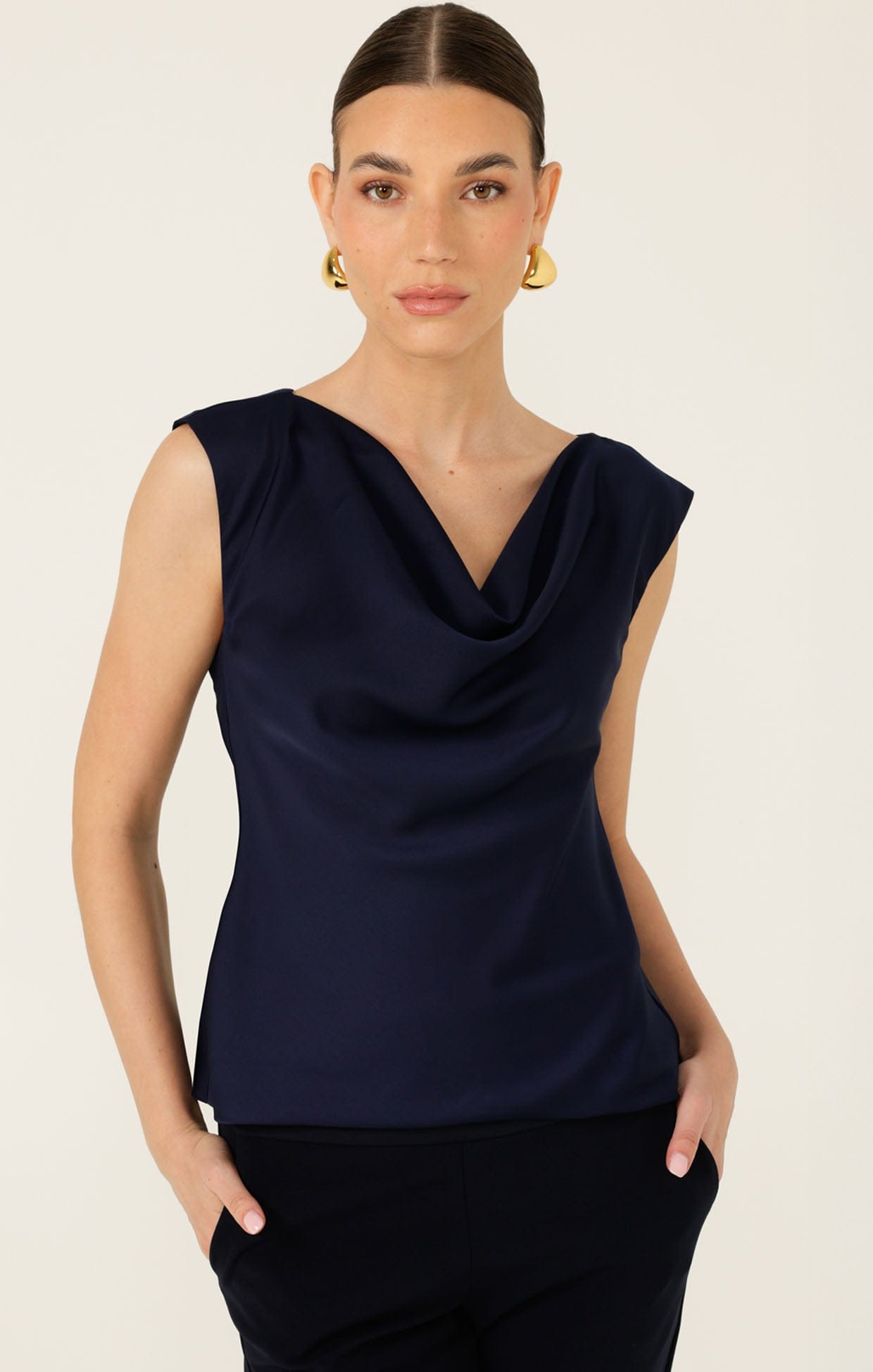 Tops COWL BIAS TOP IN NAVY