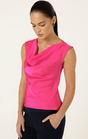 Tops Multi Occasion LUXE COWL BIAS TOP IN PINK