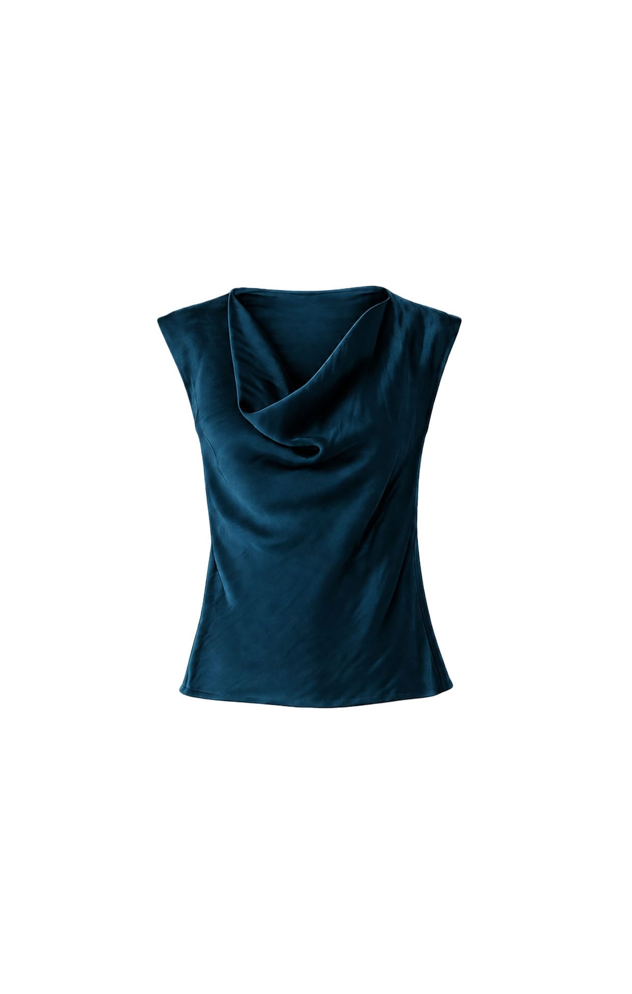 Tops Multi Occasion LUXE COWL BIAS TOP STEELE BLUE