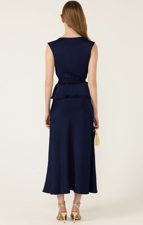 Tops Multi Occasion LUXE COWL BIAS TOP IN NAVY