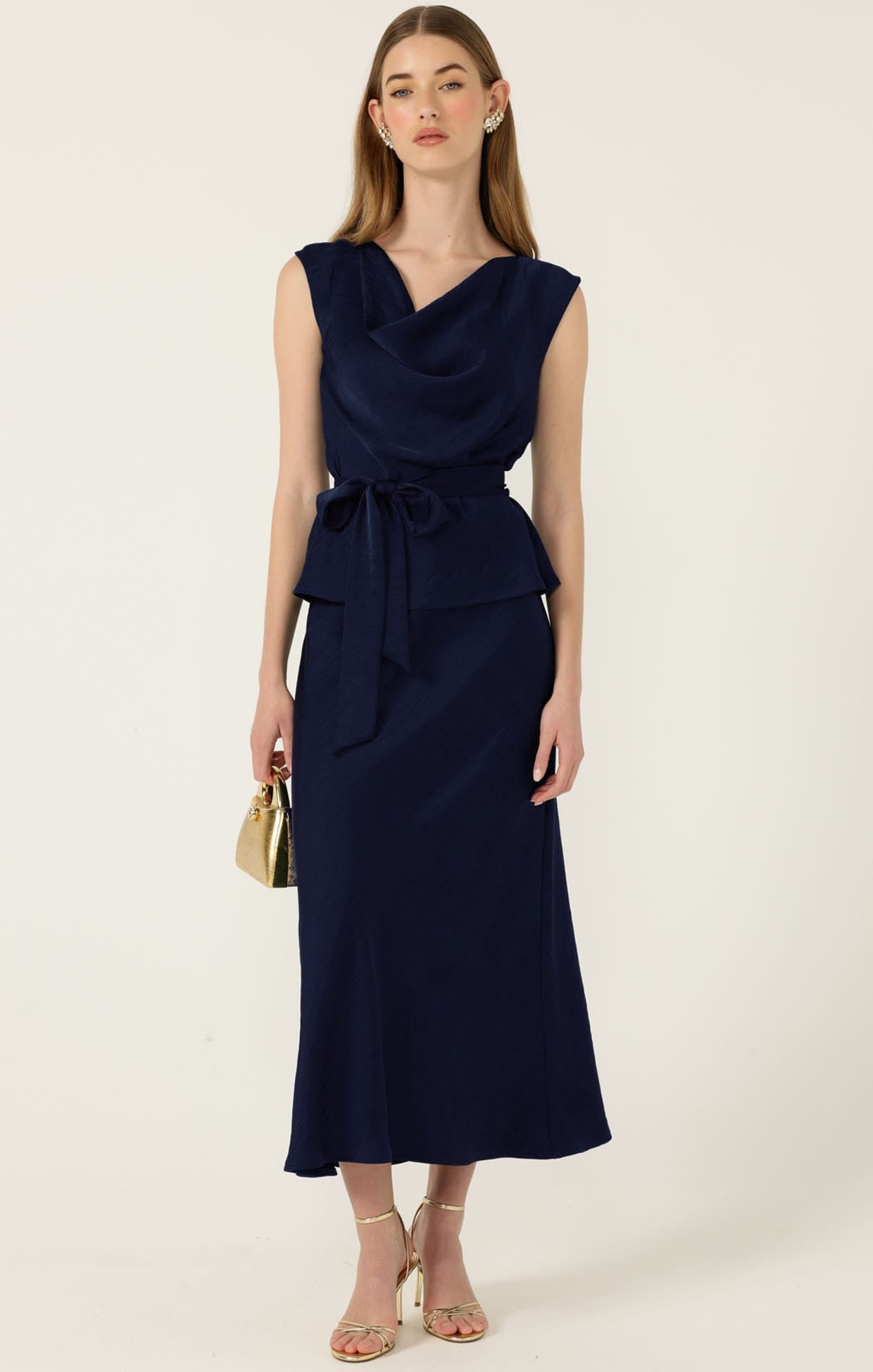 Skirts LUXE BIAS MIDI SKIRT IN NAVY