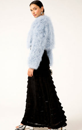 Jackets LUXE FEATHER JACKET IN BABY BLUE
