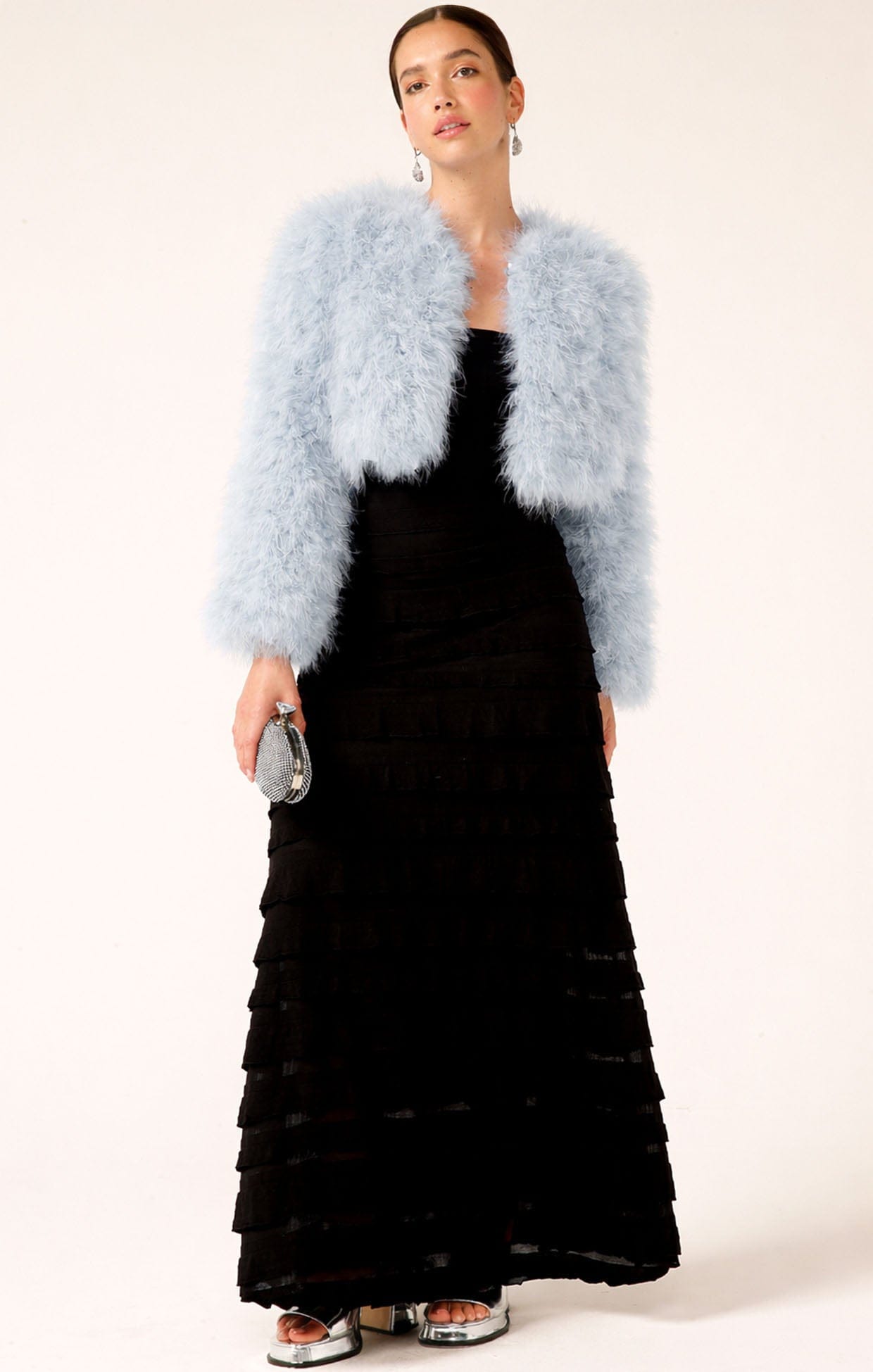 Jackets LUXE FEATHER JACKET IN BABY BLUE