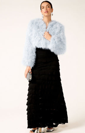 Jackets LUXE FEATHER JACKET IN BABY BLUE