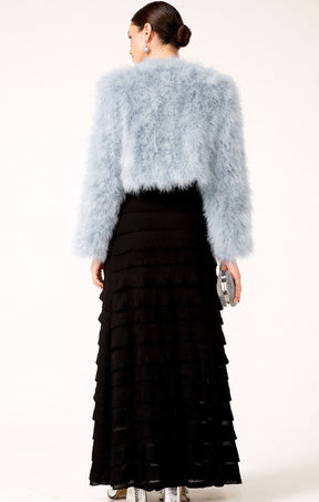 Jackets LUXE FEATHER JACKET IN BABY BLUE