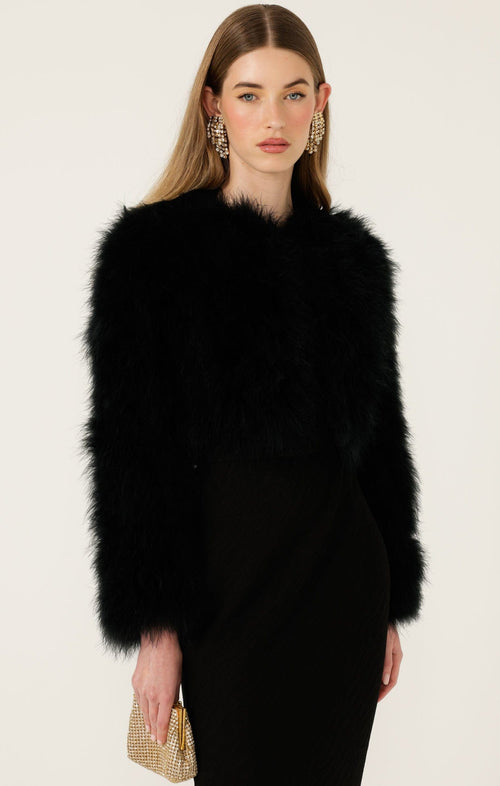 Jackets Multi Occasion LUXE FEATHER JACKET IN BLACK