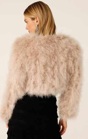 Jackets LUXE FEATHER JACKET IN CREME BRULEE