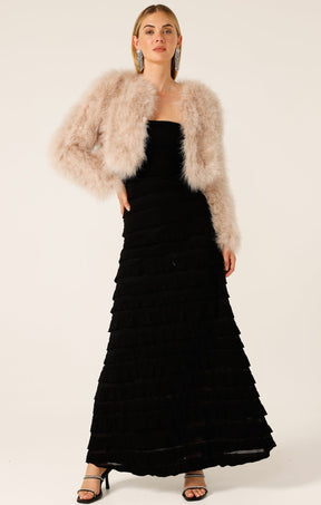 Jackets LUXE FEATHER JACKET IN CREME BRULEE