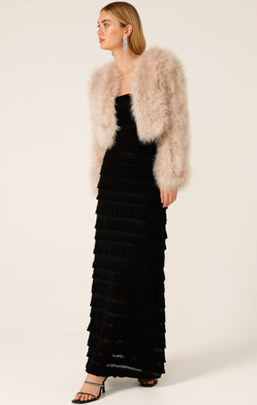 Jackets LUXE FEATHER JACKET IN CREME BRULEE