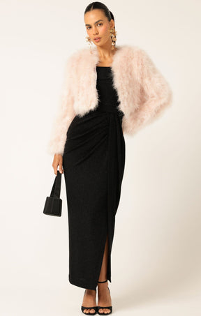 Jackets Multi Occasion LUXE FEATHER JACKET IN BABY PINK