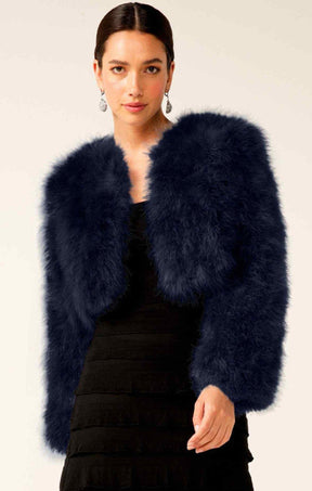 Jackets Multi Occasion LUXE FEATHER JACKET IN NAVY