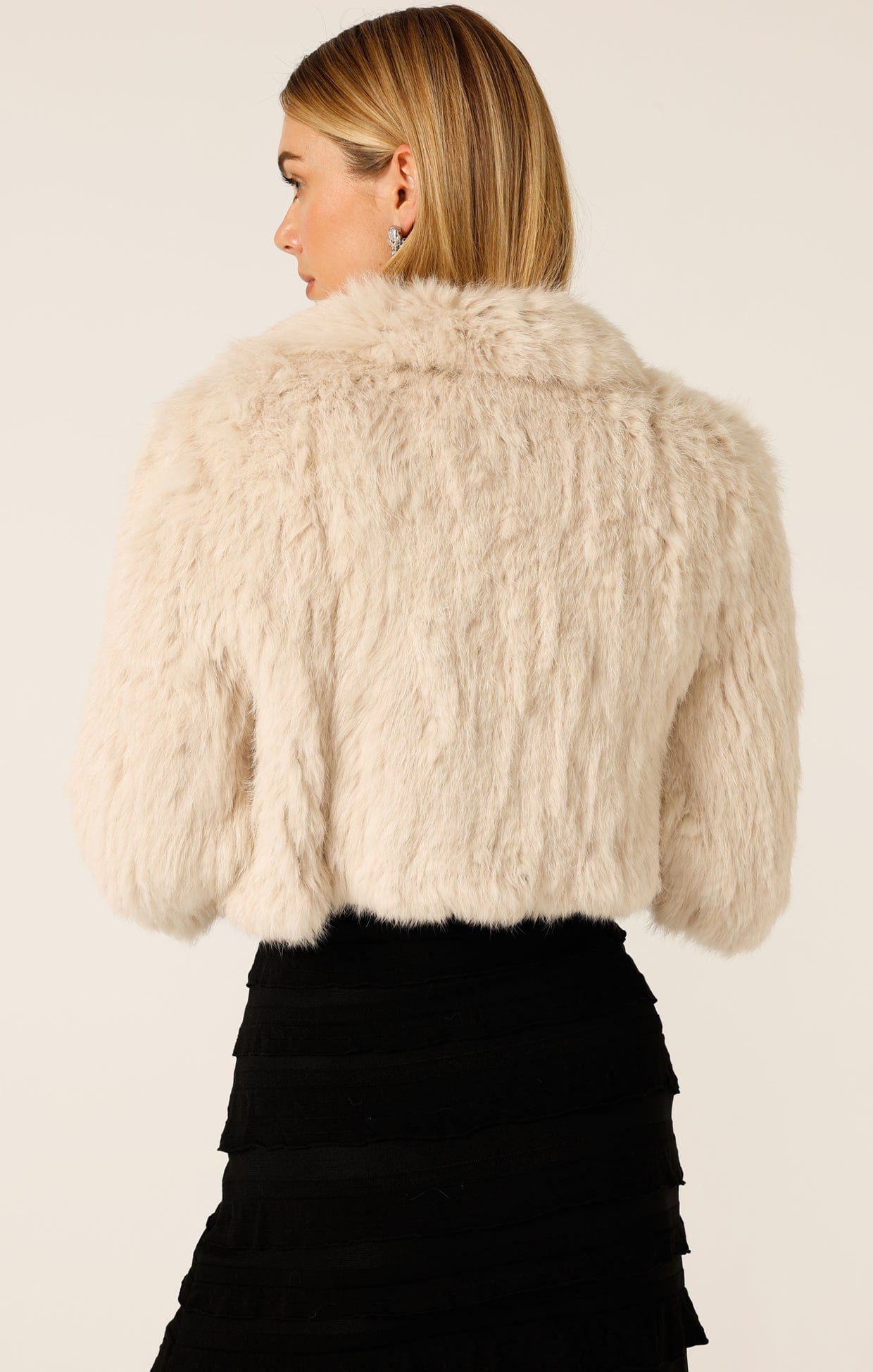 Luxe Fur Bolero Jacket in Oatmeal by Bubish | Rabbit Fur Jacket