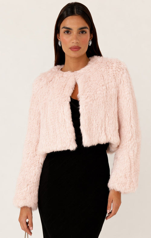 Jackets LUXE FUR JACKET IN BABY PINK