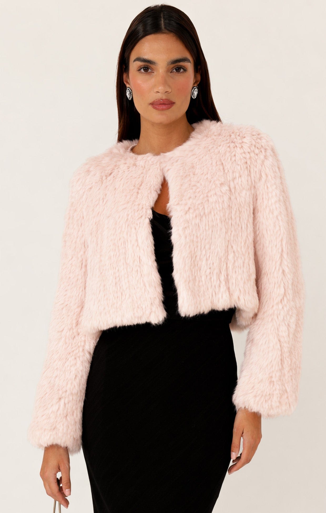 Jackets LUXE FUR JACKET IN BABY PINK