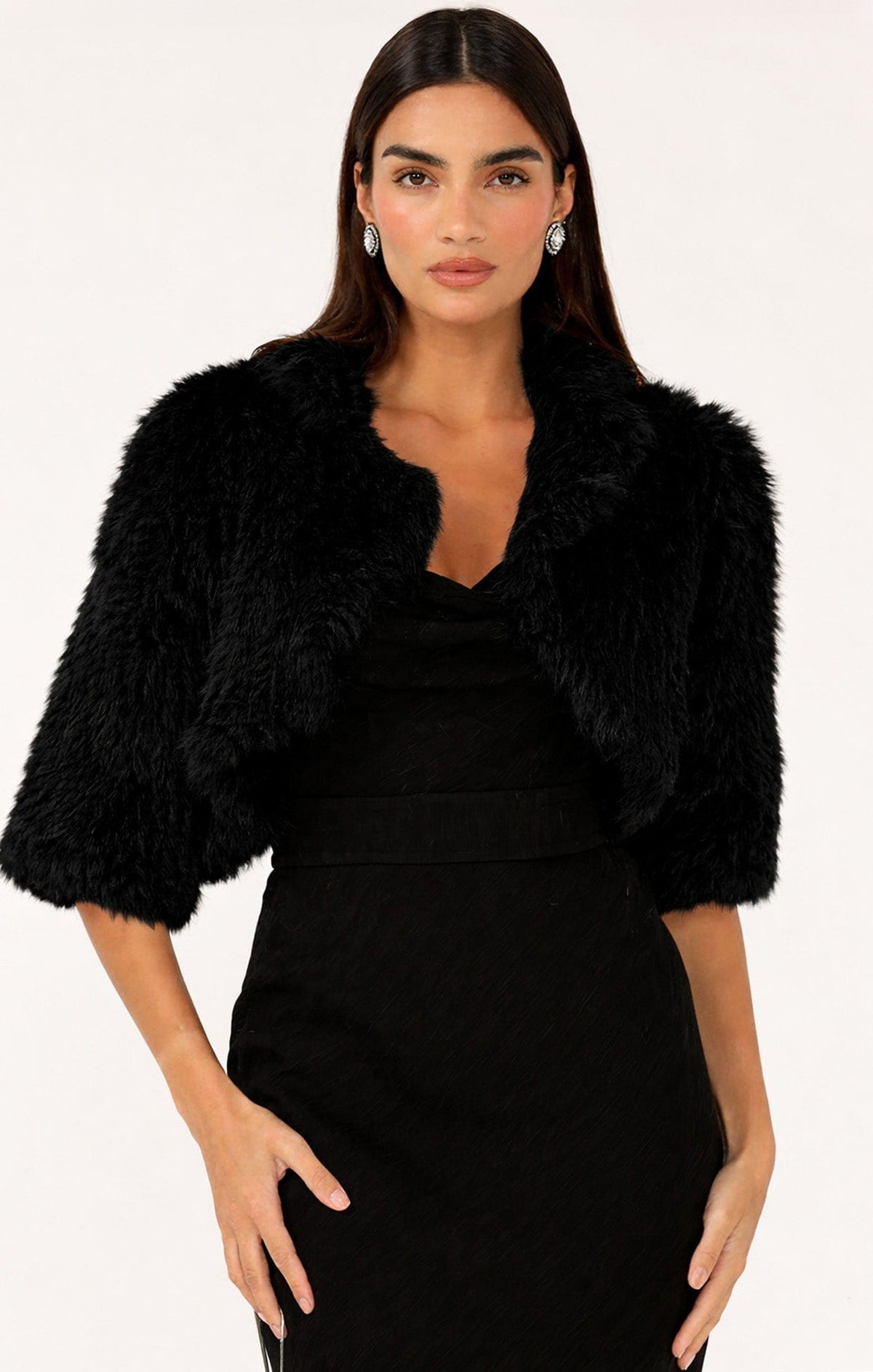 Jackets Multi Occasion LUXE FUR BOLERO IN BLACK