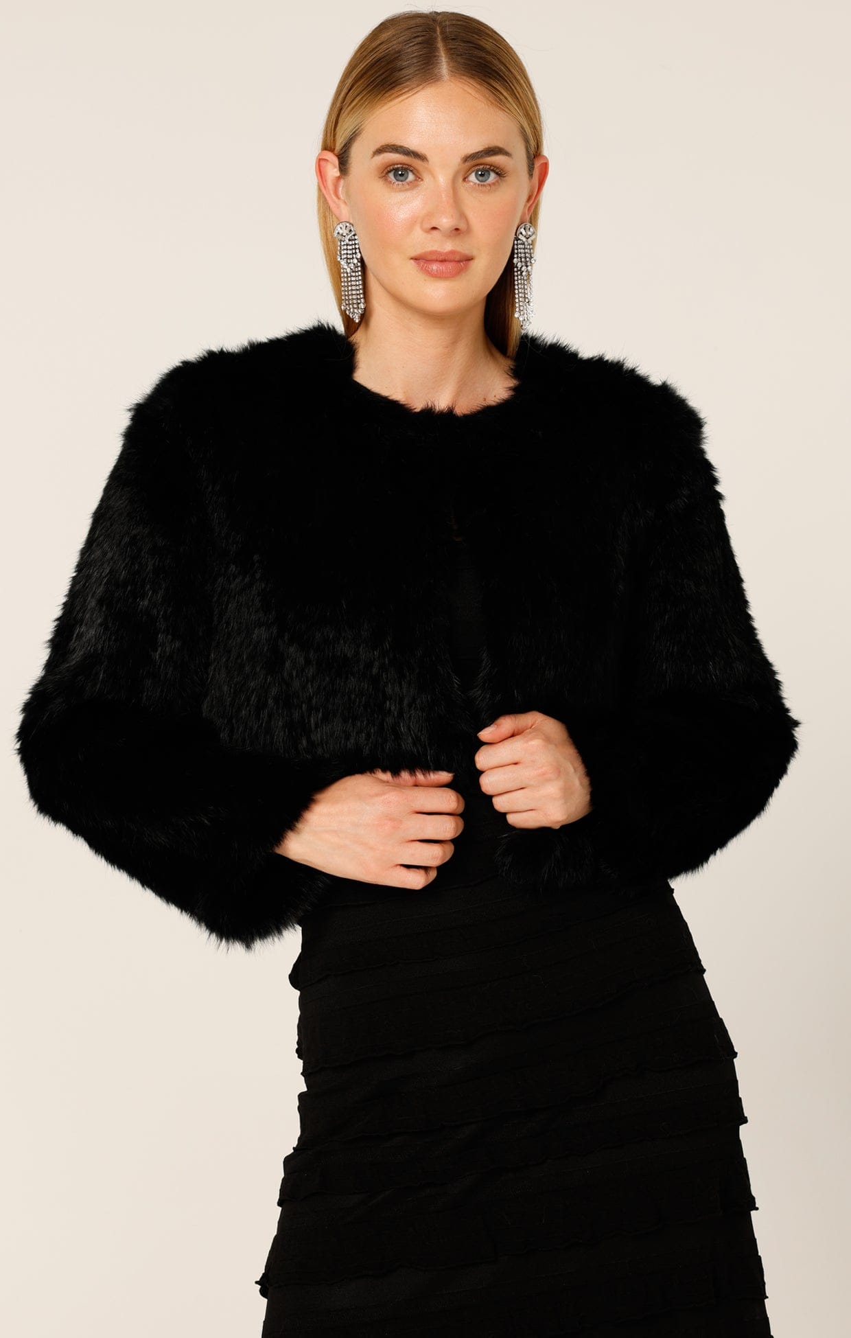 Jackets Multi Occasion LUXE FUR JACKET IN BLACK