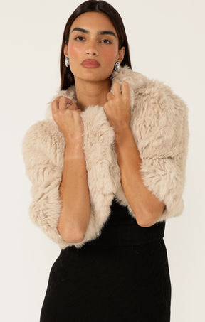 Jackets Multi Occasion LUXE FUR BOLERO IN OATMEAL