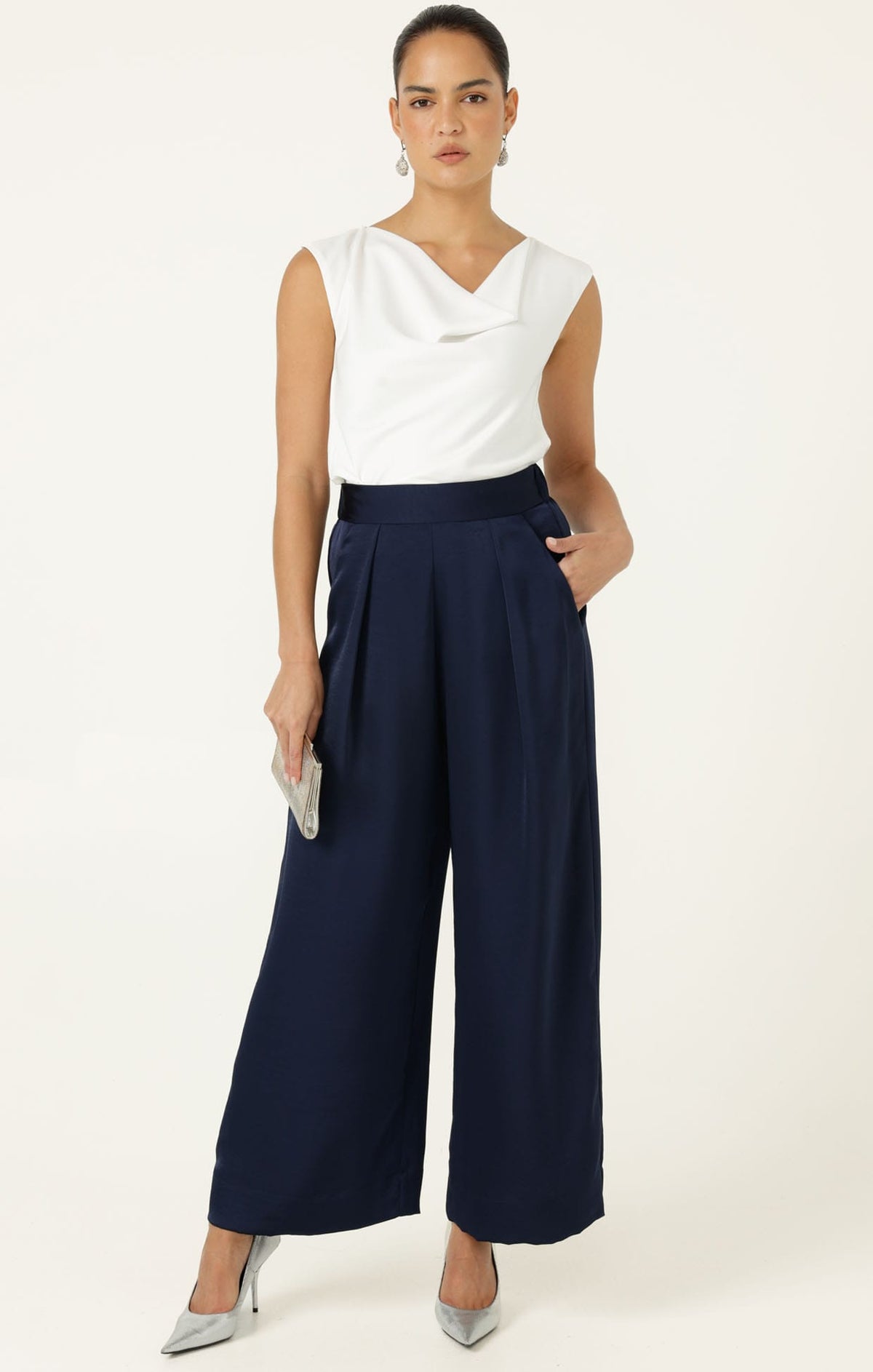 Tops Multi Occasion COWL BIAS TOP IN WHITE