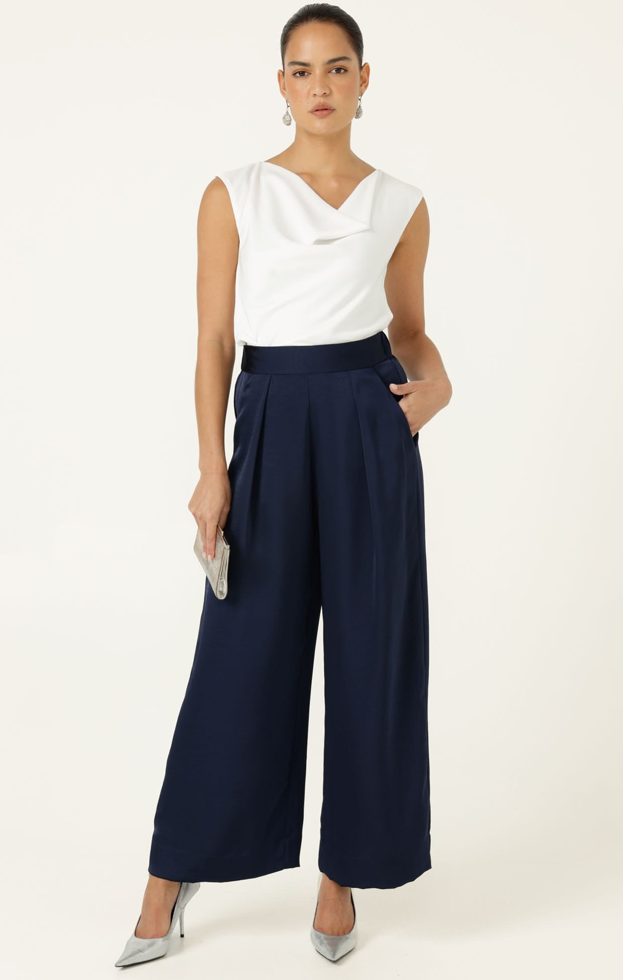 COWL BIAS TOP IN WHITE