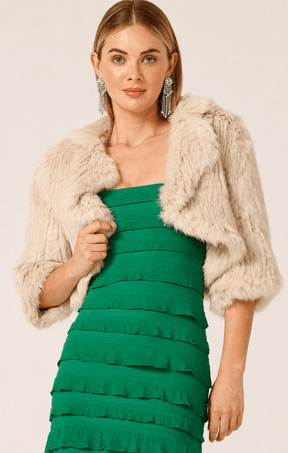 Jackets Multi Occasion LUXE FUR BOLERO IN OATMEAL