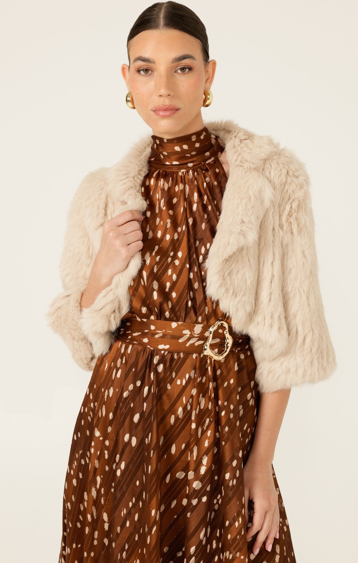 Luxe Fur Bolero Jacket in Oatmeal by Bubish | Rabbit Fur Jacket Luxe Fur Bolero Jacket in Oatmeal by Bubish | Rabbit Fur Jacket