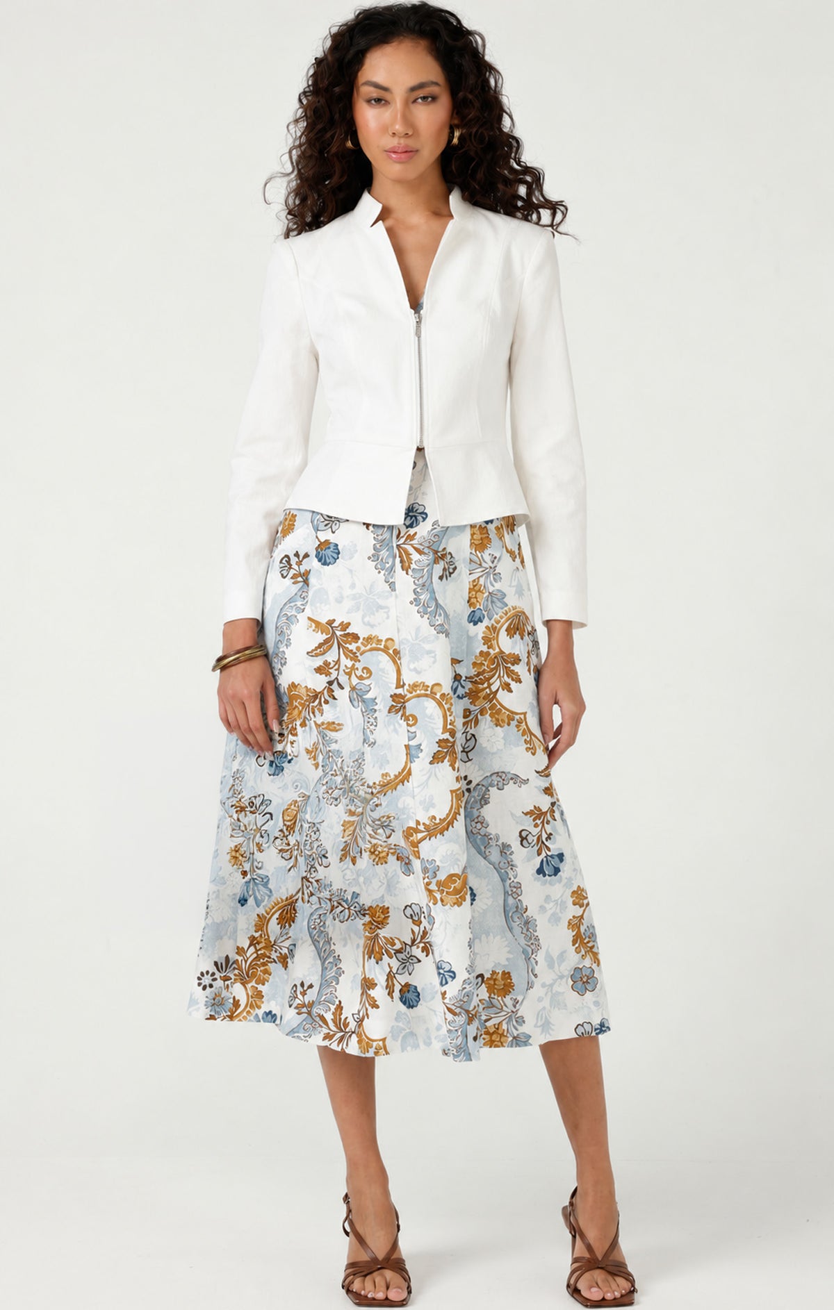 FRONT ZIP PEPLUM JACKET IN WHITE