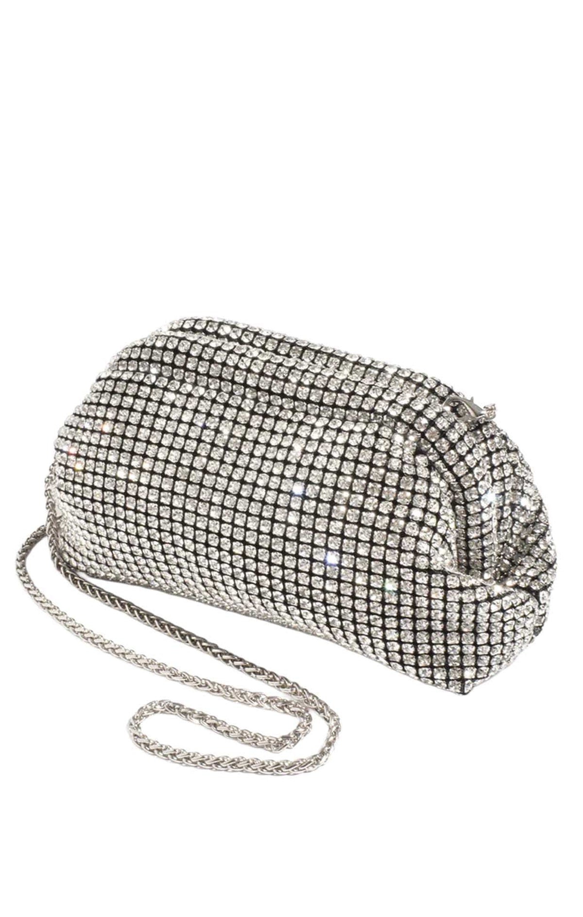 Bags OS / SILVER MARISA DIAMANTE CLUTCH BAG IN SILVER