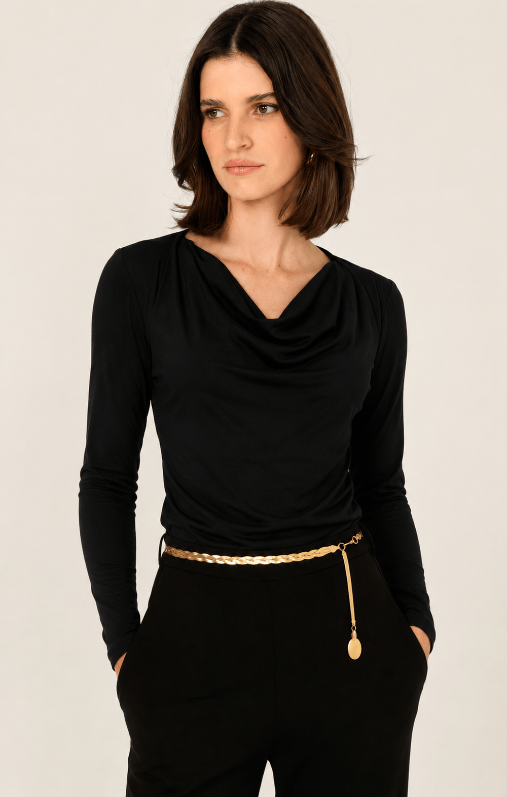 Tops MILDA COWL TOP IN BLACK
