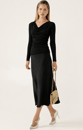 Tops MILDA COWL TOP IN BLACK