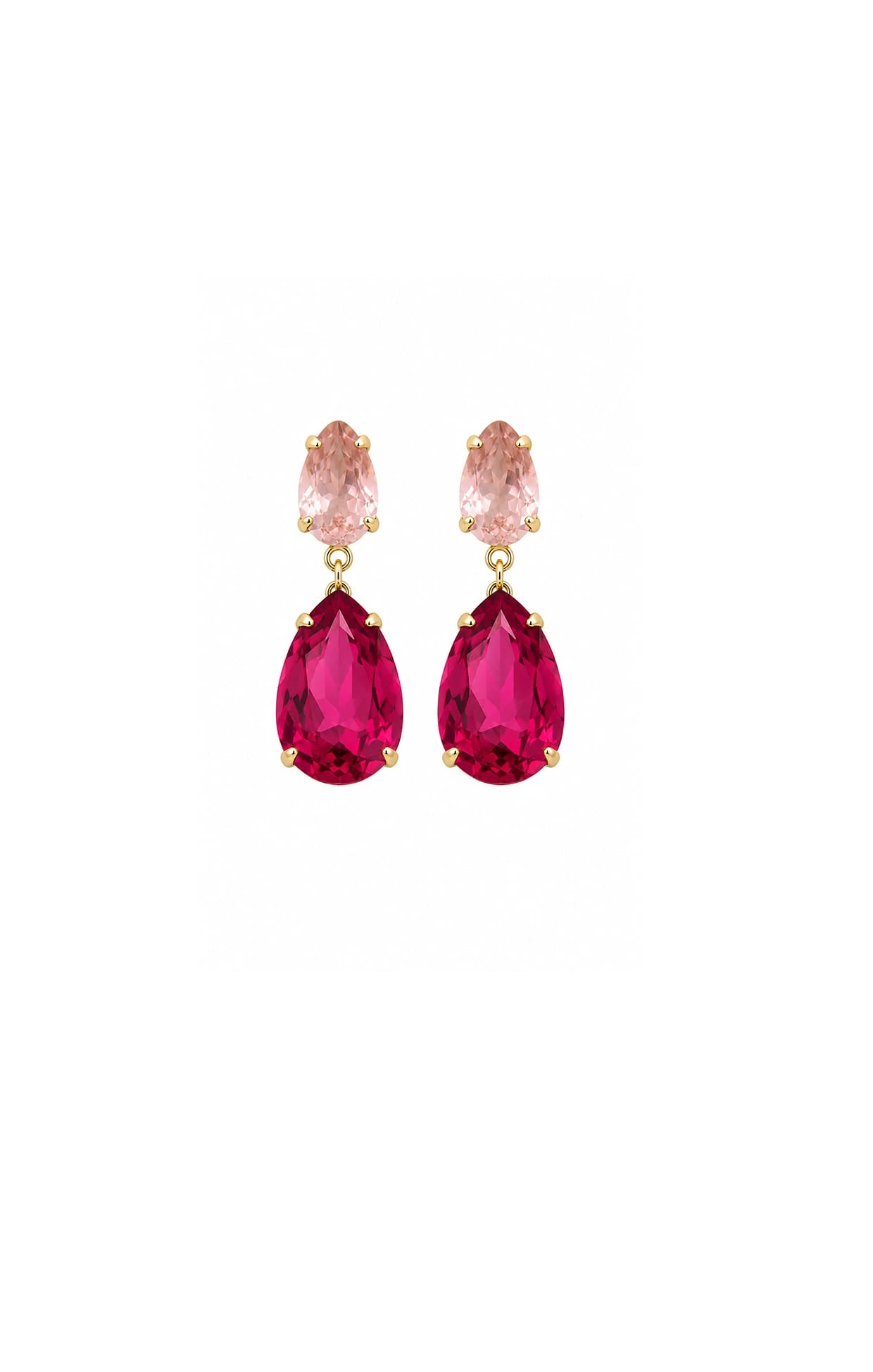 Earrings OS / PALE PINK AND ROSE MILLIE CRYSTAL DROP EARRINGS IN PALE PINK AND ROSE