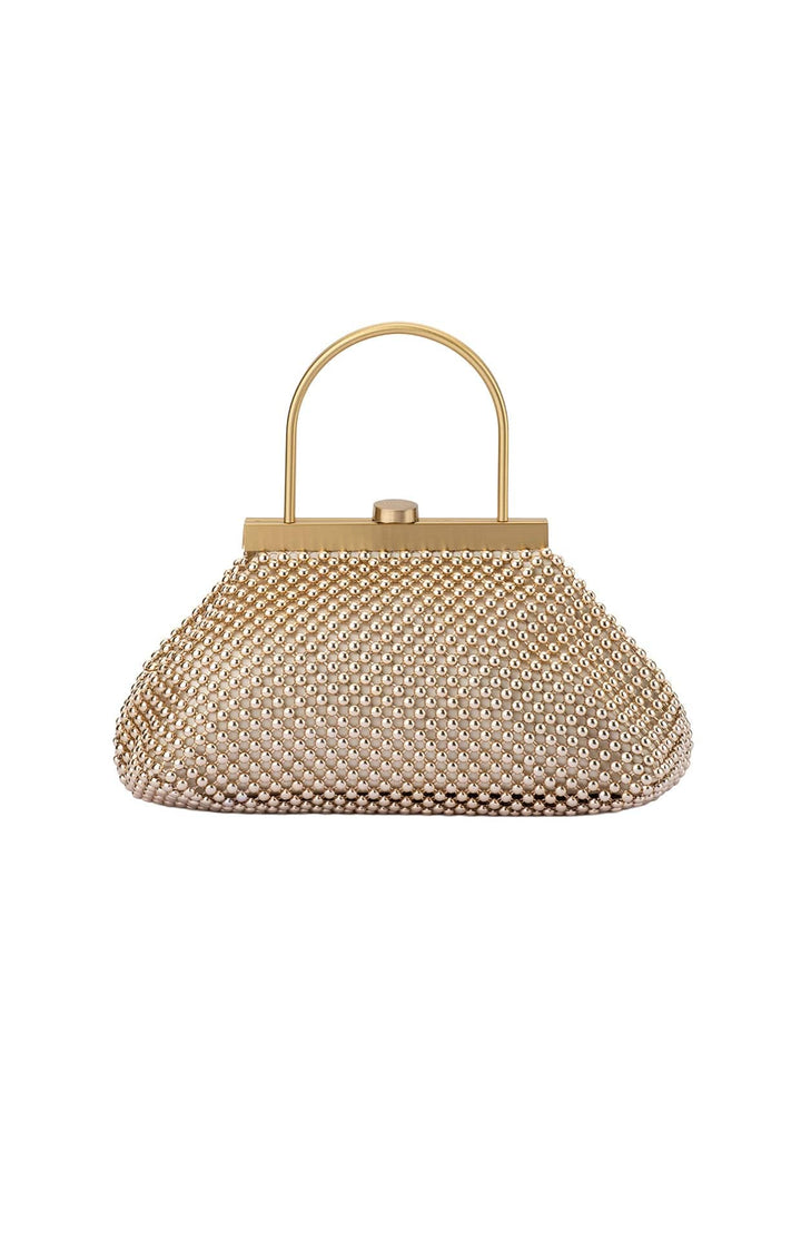 Bags OS / GOLD MIMI BALL MESH FRAME BAG IN GOLD