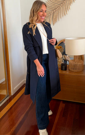 Pants Multi Occasion FREYA WIDE LEG PLAIT POCKET JEAN IN PALISADE BLUE