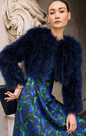 Jackets Multi Occasion LUXE FEATHER JACKET IN NAVY