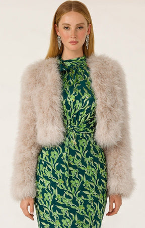 Jackets LUXE FEATHER JACKET IN CREME BRULEE